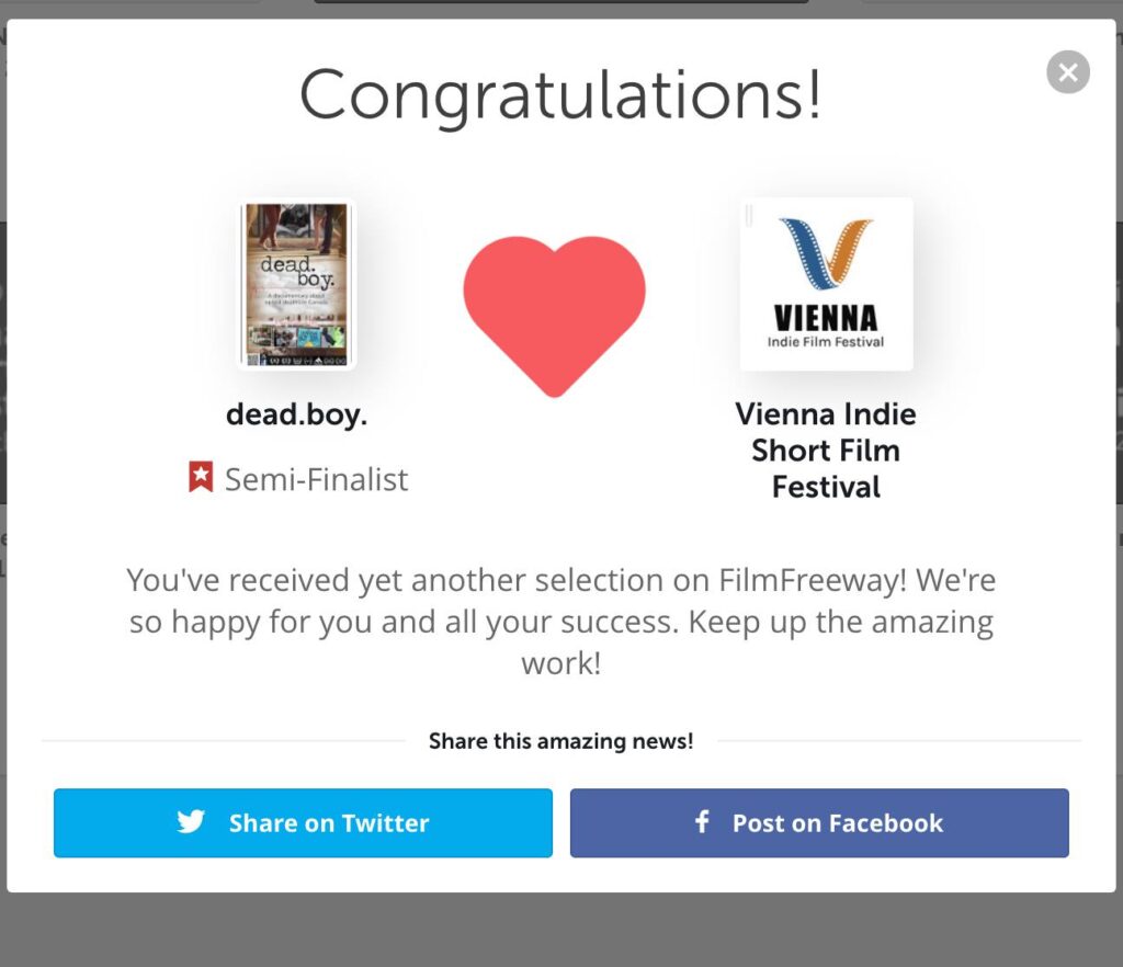 Vienna Indie Short Film Festival Semi Finalists Dead Boy The Documentary - June 2021